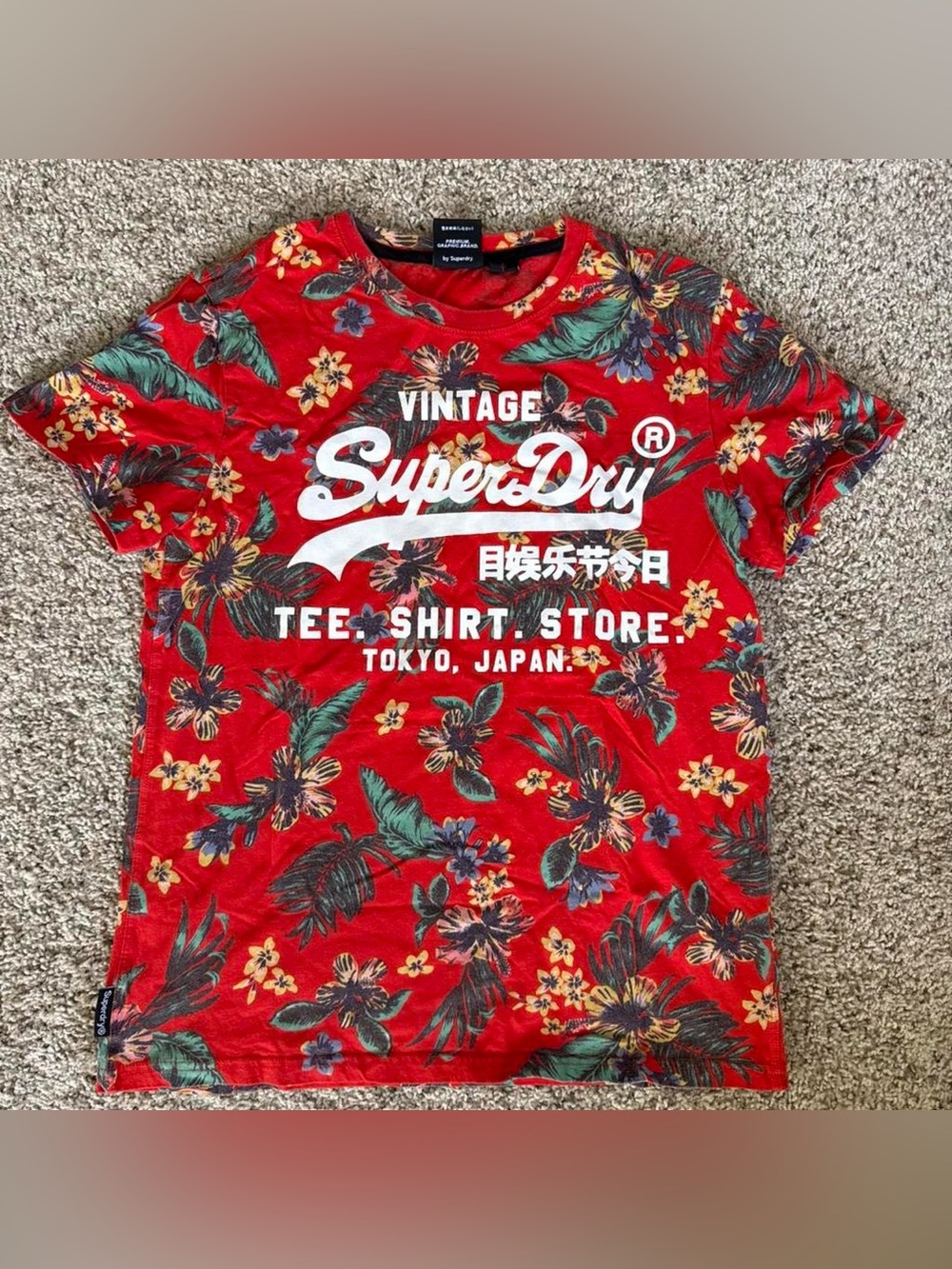 Super dry red floral tee